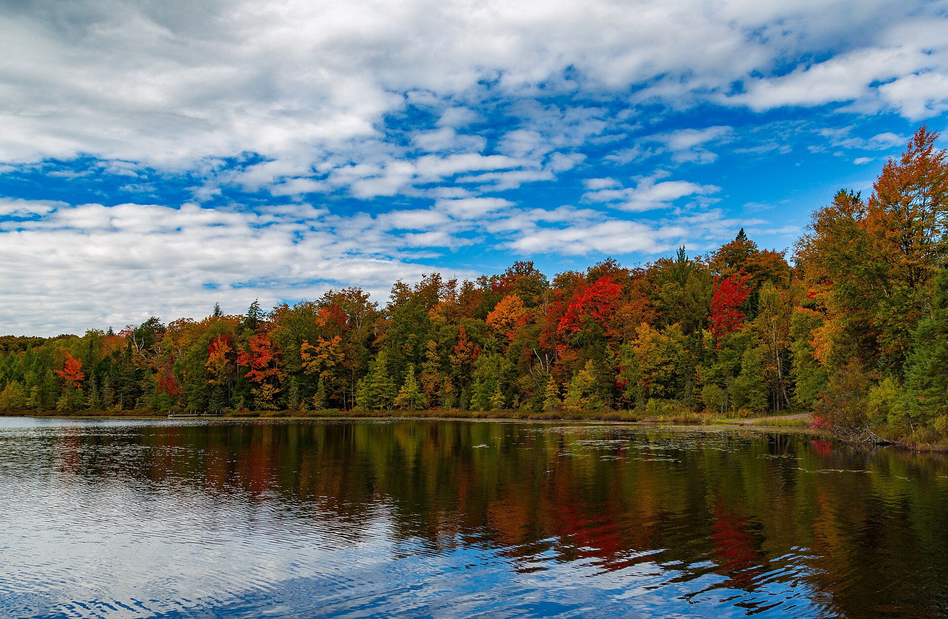Fall colors around Henry Lake in the Ottawa National Forest near Bessemer Township, Michigan