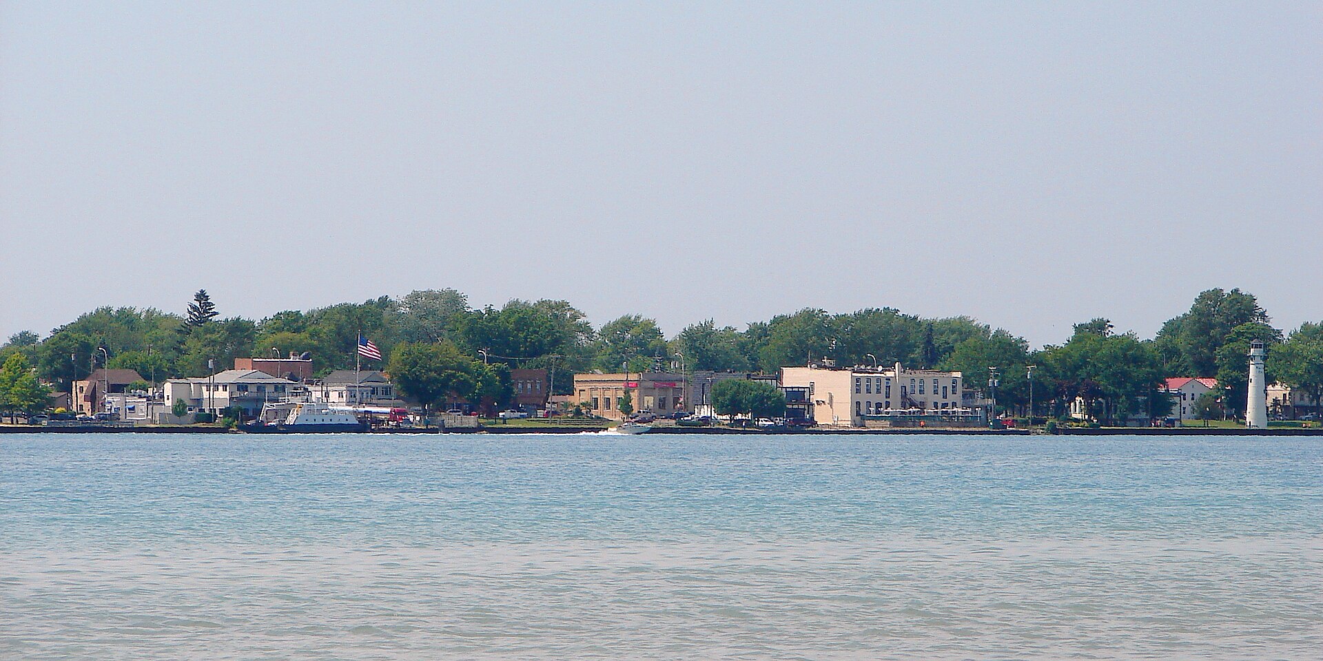 The Marine City, Michigan, skyline seen across the St. Clair River