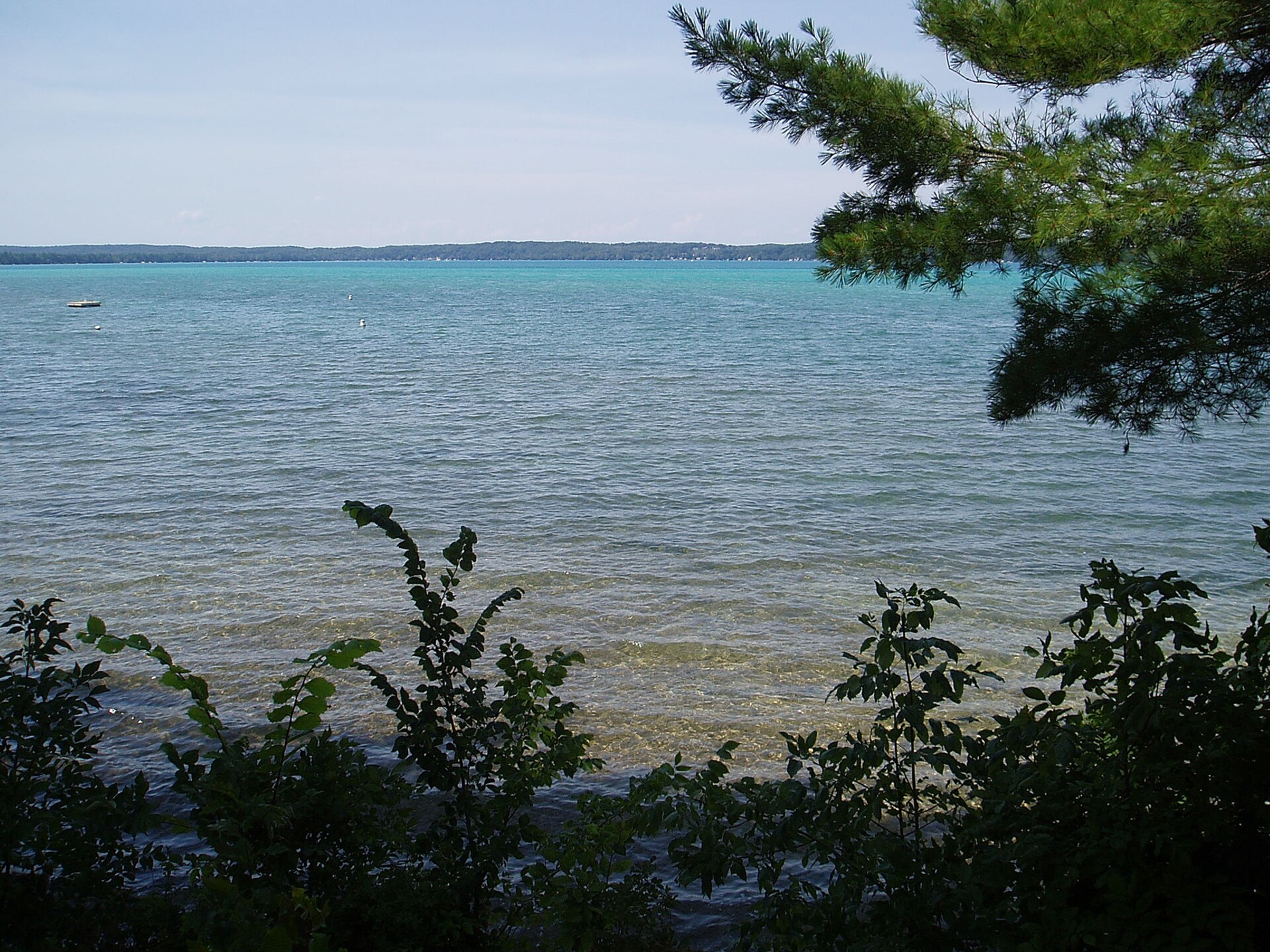 View across Torch Lake from the shore near Alden, Michigan